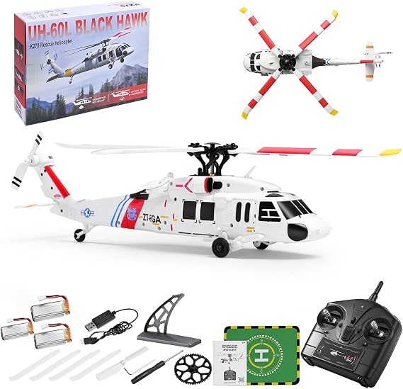 K270 RC Helicopter for Adults UH-60L 4CH Brushless Motor Flybarless RC Helicopter Outdoor Hobby RC Toy Model, Throttle Adjustable Gift for Beginner