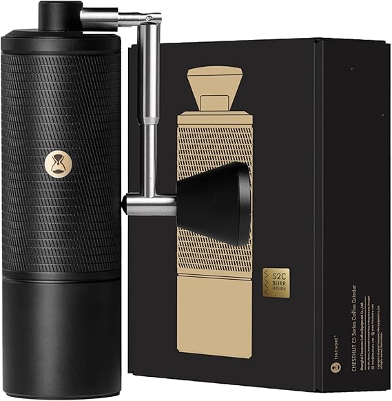 TIMEMORE C5 Pro Manual Coffee Grinder with S2C-042-III Conical Burr, 0.031mm Precision Adjustment, All-Metal Portable Hand Coffee Mill for Espresso/French Press/Pour Over - Black