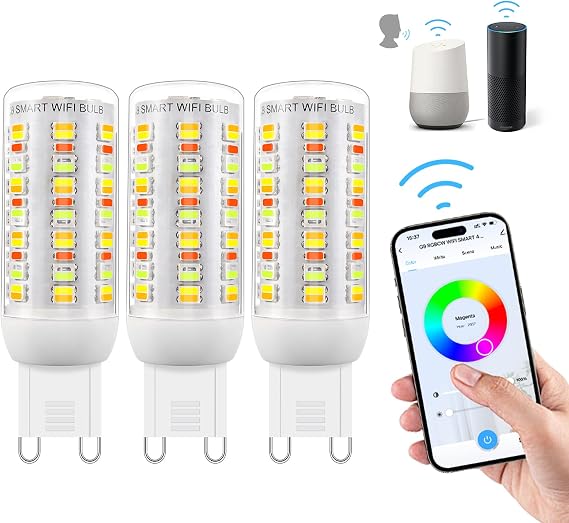 I-SHUNFA Wi-Fi RGBCW Smart G9 LED Bulbs,Compatible with Alexa/Google Home [Energy Class A]