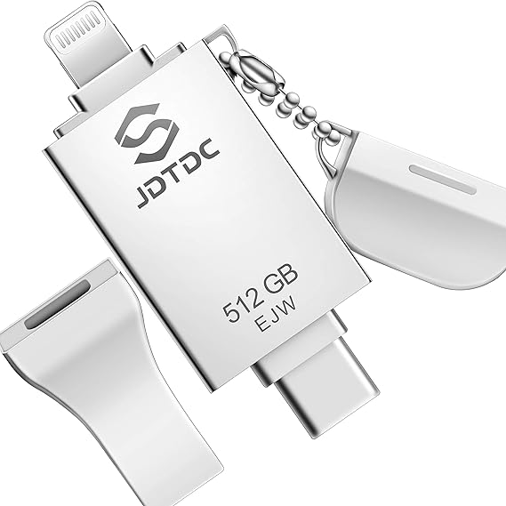 JSL JDTDC 512GB Genuine Apple MFi Certified iPhone Photo Stick, Real Capacity 3 in 1 USB C Flash Drive Thumb Drive for iPhone 16151413 iPad Android PC, Secure Encryption & 1-Tap Backup Memory Stick