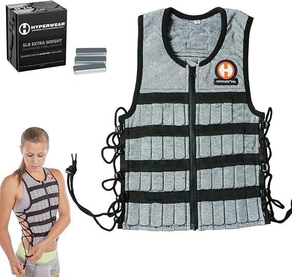 Hyperwear Hyper Vest PRO Adjustable Weighted Vest for Men and Women Running, Walking, HIIT, Bone Density & Osteoporosis Exercise No-Bounce Steel Micro-Weights, Slim Fit, Up to 40 lbs