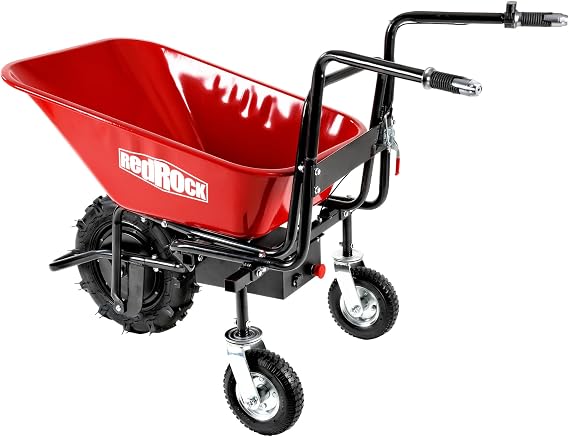 Electric Wheelbarrow | Powered Electric Cart 24V DC 1500W AGM Battery 330lbs (150kgs) Max Capacity Barrel Dump Material Debris Hauler Garden Cart