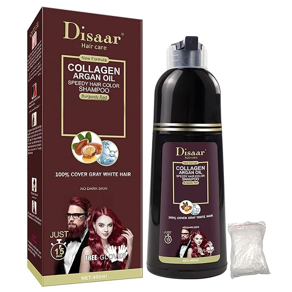 DISAAR BEAUTY Hair Color Shampoo Gray Cover 400ml (Burgundy Red)