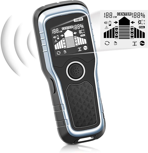 Stud Finder Wall Scanner - 6-in-1 Upgraded Multifunction Auto Detection with LCD Display & Audio Alarm for Wood, Metal & AC Wires, Ideal for Home DIY & Professional Contractors (Silver)