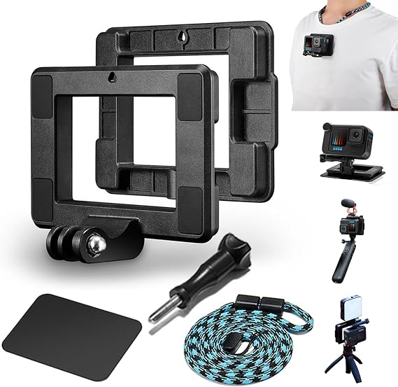 Multi-Purpose Chest Mount Magnetic Quick-Release for/Gopro Hero/DJI Osmo Action | Secure Clip Anti-Shake Design | Sports Camera Harness with 1/4" Screw Interface & Cold Shoe FPV VLOG Surfing/Hiking