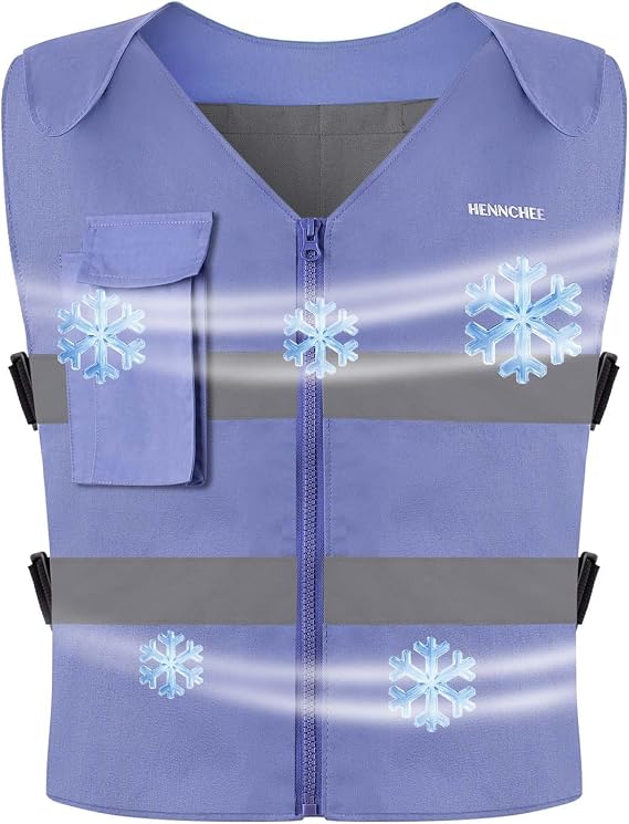 HENNCHEE Cooling Safety Vest with 12 Ice Packs Adjustable Fit | Ice Vest Built for Long Hours in the Heat Helping Outdoor Workers Stay Cool Comfortable and Visible