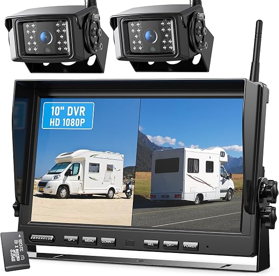 10 Inch 1080P Wireless Reversing Camera Kit with 2 Rear View Cameras
