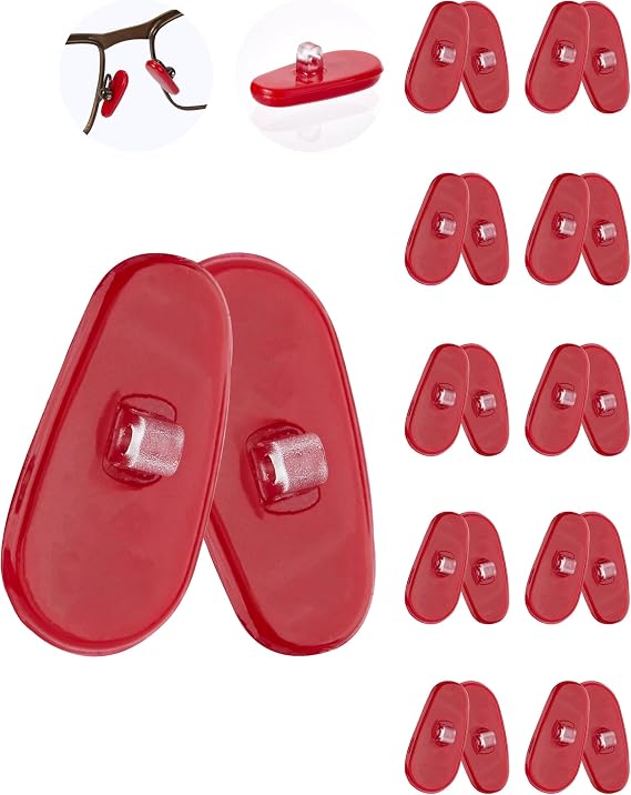 10 Pairs Replacement Silicone Rubber Nose Pieces Compatible with Oakley Wiretap 2.0/Wingfold/Wingback SQ/Tincup/Tincup Carbon/Tincup 0.5 Ti/Conductor 6(8)/Deadbolt Sunglass,Red