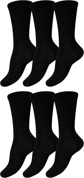 Winterlace Mens Cushioned Cotton Crew Socks Athletic Sports Gym Moisture Wicking 6 Pairs Running Sock