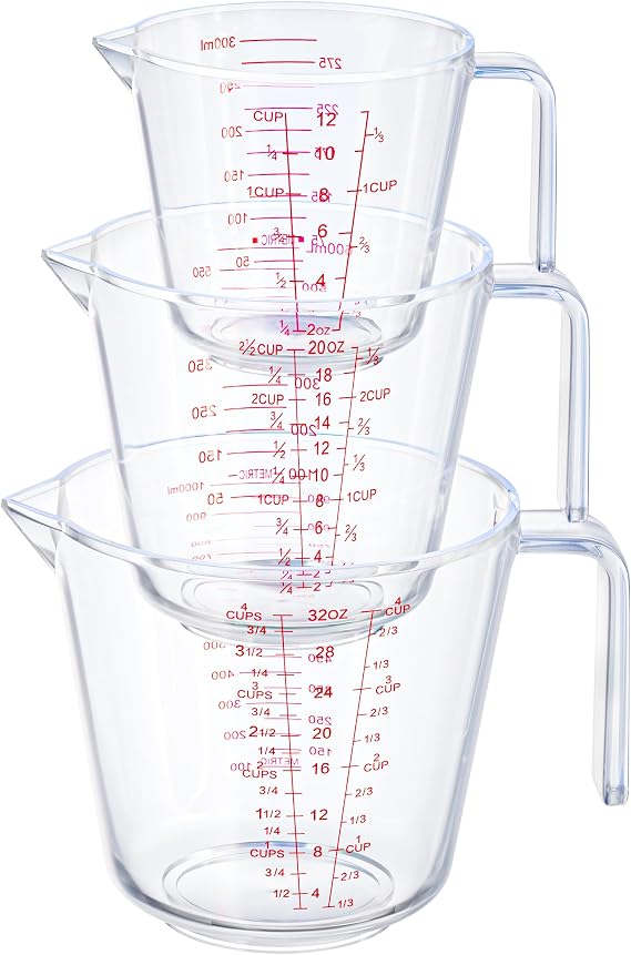 Measuring Cups, Plastic Measuring Cups Set of 3-1000ml, 600ml, 300ml