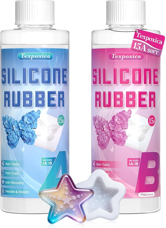 Silicone Mold Making Kit 34oz, 15A Platinum Cure Silicone Rubber | Super elastic liquid silicone for mold casting of resin, soap, candle, wax, concrete, clay, fast cure