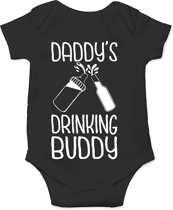 Belle Homie Daddy's Drinking Buddy - Funny Baby Essentials Bodysuit - Infants Outfit Newborn Unisex Rompers