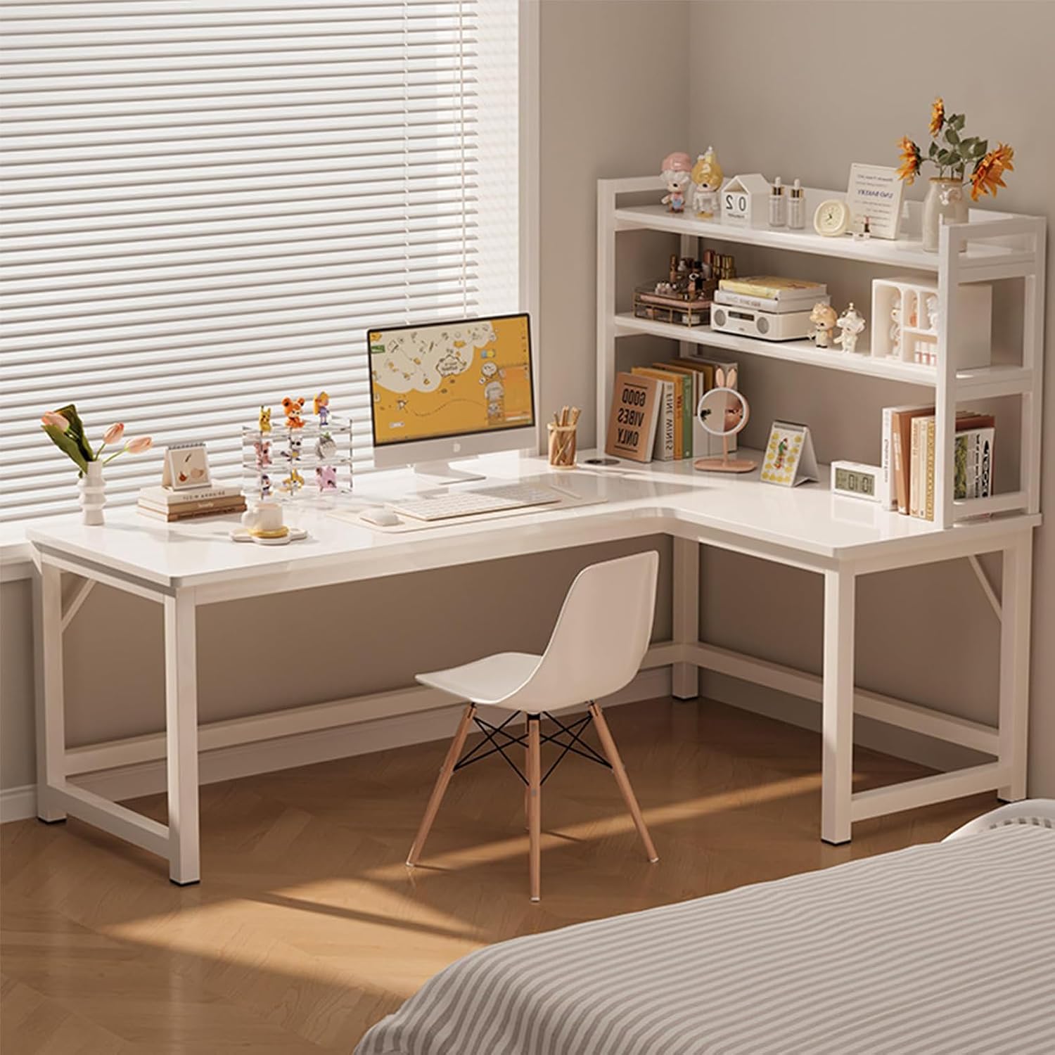 Large L-Shaped Computer Desk, Gaming Desk, L-Shaped Computer, Gaming Desk, Home Office Computer, Study, Storage, Office, Space Saving, Home Work, Easy Assembly, Supports Monitor Arm Mounting