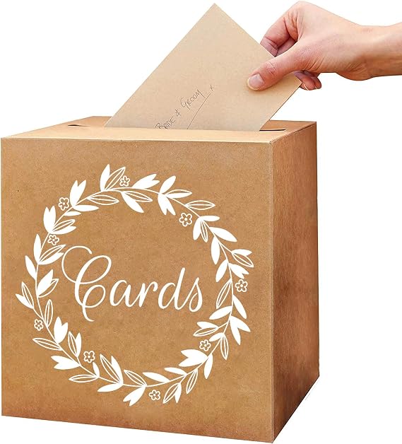 KALEFO Kraft Wedding Card Box for Reception Tables