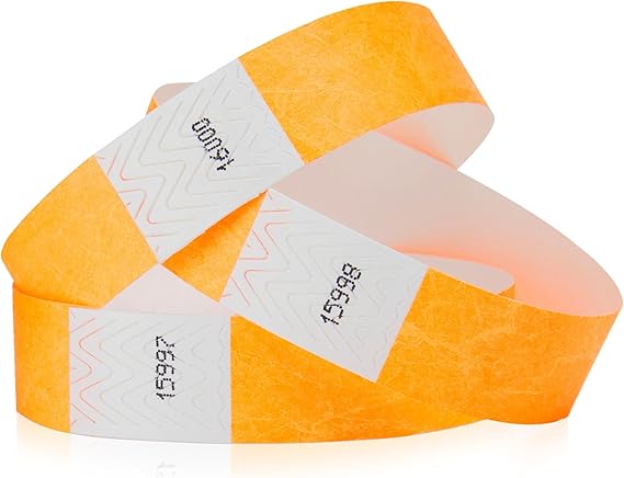 500 WristCo Neon Orange Tyvek Wristbands for Events - Tamper-Proof Design
