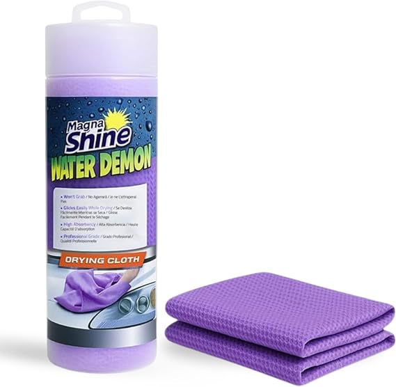 HI-TECH Magna Shine Water Demon Drying Towel Ultra Absorbent Microfiber Car Detailing Towel 27x17 Fast-Drying, Waffle Texture Cars, Trucks, Boats, Bikes