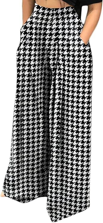 NRTHYE Womens High Waist Wide Leg Palazzo Long Pants Flowy Trousers | Baggy loose fit palazzo trousers,Pleated flowy pants with pockets,Lightweight casual bottoms for office