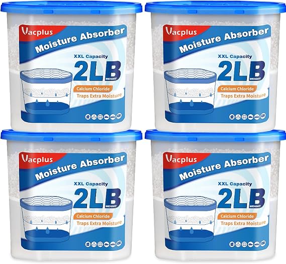 Vacplus Moisture Absorber, 2 LB, Strong Absorption, Fragrance Free, 4 Pack