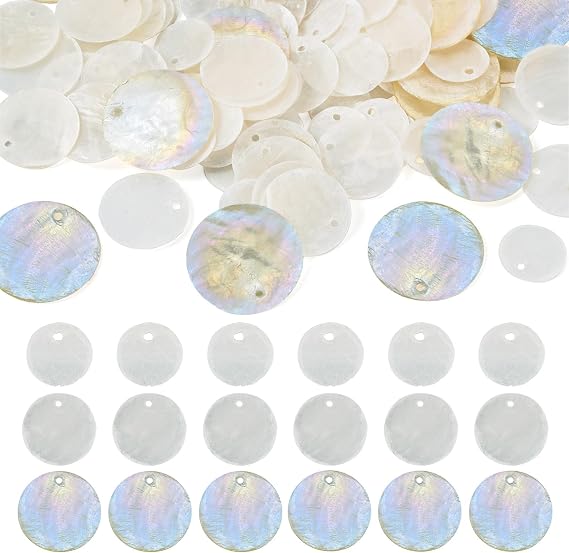 Natural Shell Charms - Flat, Colorful, Round & Teardrop Shapes - Dyed Freshwater Akoya & Capiz Shells - DIY Necklace, Bracelet & Earring Making