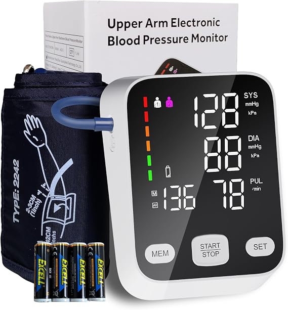 Upper Arm Blood Pressure Monitor for Home Use, Automatic BP Machine with 6-Inch Backlit Display, 2 Users, 199 Readings Each, Adjustable 8.716.5 in Cuff, One-Touch Use for Adults and Seniors