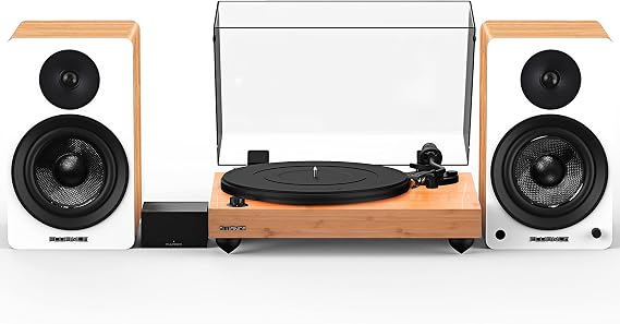 Fluance Reference RT82 High Fidelity Vinyl Turntable with PA10 Phono Preamp and Ai61 Powered 6.5" Bookshelf Speakers, Ortofon OM10 Cartridge, 120W Class D Amplifier, Bluetooth (Lucky Bamboo)