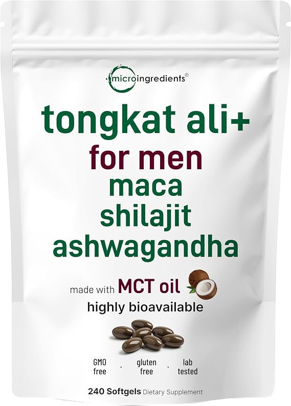 Micro Ingredients Tongkat Ali+ for Men, 240 Softgels | Made with MCT Oil