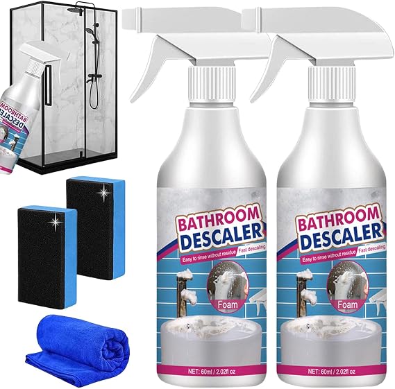 Bathroom Descaler Cleaner, Stubborn Stains Cleaner, Stubborn Cleaner Spray, Bubble Cleaner Foam Spray for Bathtub Toilet Bath Shower Sink Glass Ceramic (2 PCS)