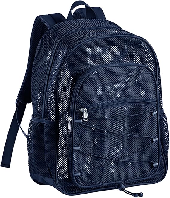 Mesh Backpack for School, See Through College Backpack, Royal Blue