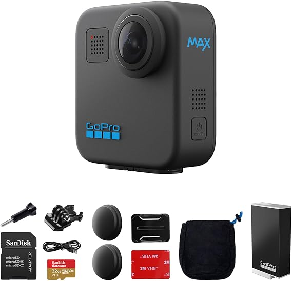GoPro MAX 360 Action Camera 5.6K30, Rechargeable Enduro Battery & 32GB Kit
