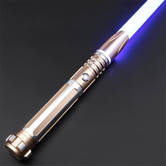 Dueling light saber , Motion Control Light Sabers for Adults,Smooth Swing Light Saber with 16 Sound Fonts ,RGB 12 Colors Changeable, Metal Hilt for Halloween Cosplay Party, Xmas Gift, Rose Gold,S9