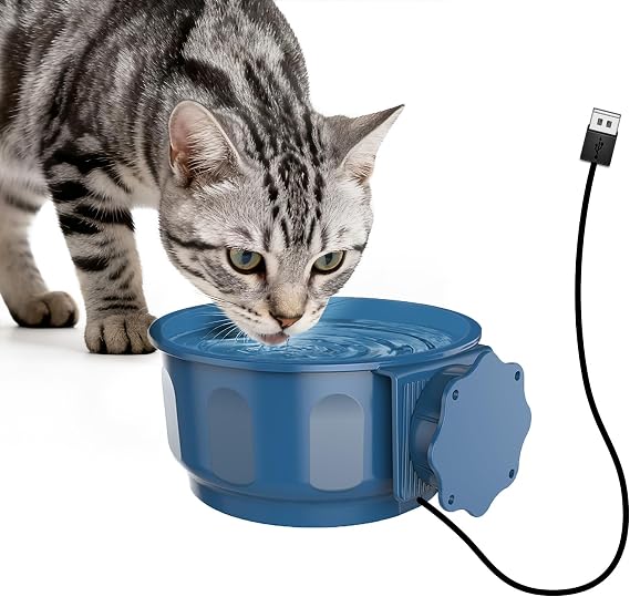 Indoor Pet Small Heated Water Bowl, Cat Thermal Bowl in Winter, 600ML Hanging Heated Water Bowl for Rabbit Cage Dog Crate, Indoor USB Portable Warm Dish for Dogs Cats Rabbits Birds, Blue