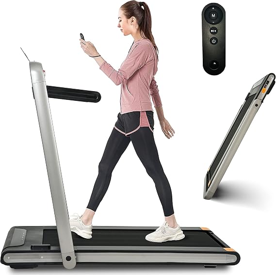 Under Desk Treadmill 2 in 1,Speed 0.5-7mph,2.5 HP Brushless Electric Folding Treadmill Walking Pad with Remote Control at Home and Office