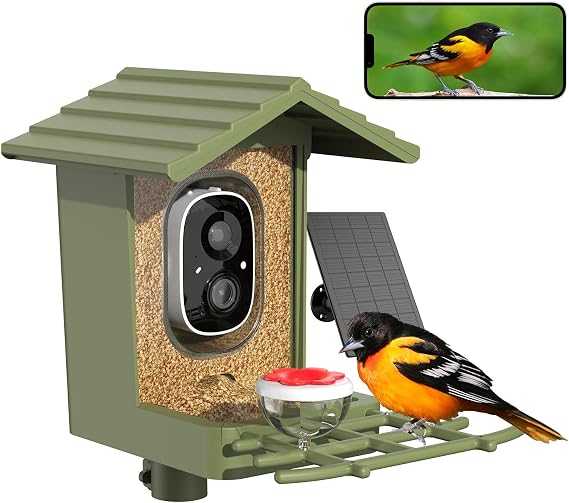 Smart Bird Feeder with Camera Solar Powered 3MP with AI Identification