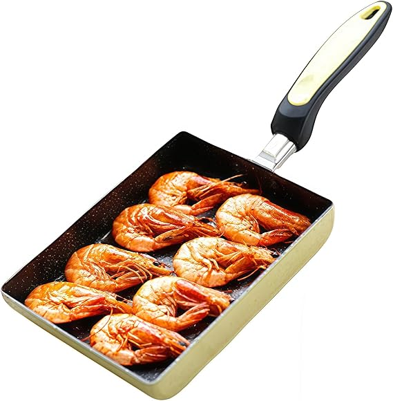 Universal Tamagoyaki Pan,Multifunctional Japanese Omelette Pan,Rectangle Frying Pan Mini Frying Pan,Nonstick Egg Roll Pans for Fried Egg,Chicken Rolls,Pancake,Steak,Pancake,Bacon,Sushi Etc (Yellow)