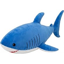 Giant Shark Plush Pillow 47" - Lifelike Huggable Stuffed Shark Animal, Super Soft Jumbo Plush Toy for Kids & Adults, for Ocean Lovers (Blue)