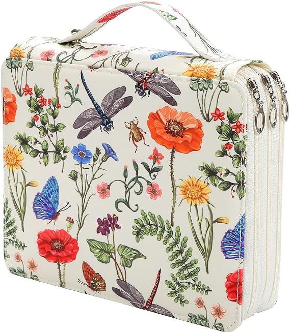 Lbxgap Portable Colored 120 Slot Pencil Case Organizer with Printing Pattern for Prismacolor, Crayola, Marco Pencils