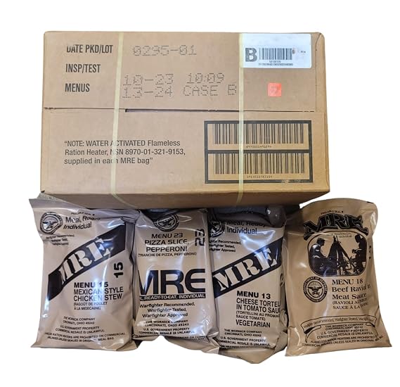 2023 Inspection Dated MREs or Newer (Meals Ready-to-Eat) Authentic U.S. Military Surplus Assorted Flavor (4-Pack)