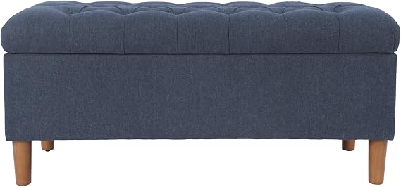 HomePop 40" Ainsley Button Tufted Storage Bench - Blue Woven
