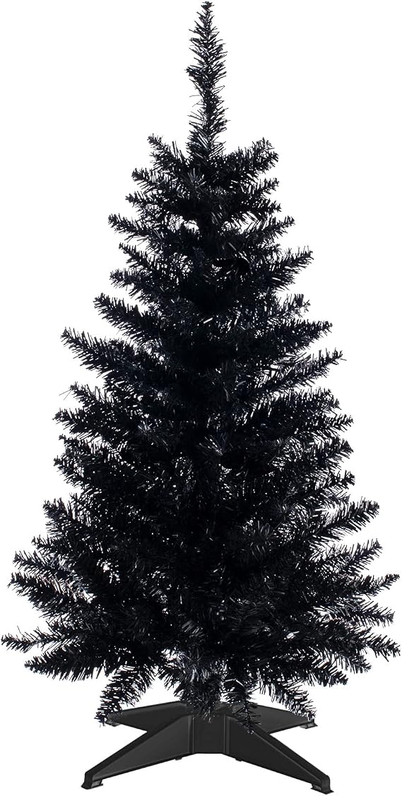 Mini Christmas Tree 3FT Artificial Desktop Xmas Tree for Christmas Halloween Decor with 160 Branch Tips, Black | Desk Xmas Tree with Stable Base for Home Halloween Apartment Indoor Outdoor Holiday Decoration