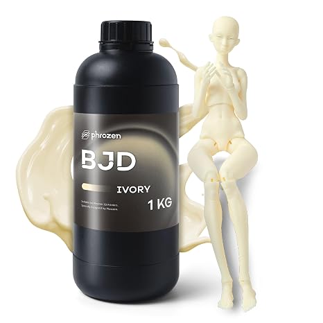 Phrozen BJD 3D Printing Resin, Smooth Matte & Wear-Resistant for Ball-Jointed Dolls and Articulated Figures, 405 nm UV-Curing Photopolymer for LCD/DLP/MSLA Printers, Ivory, 1 kg