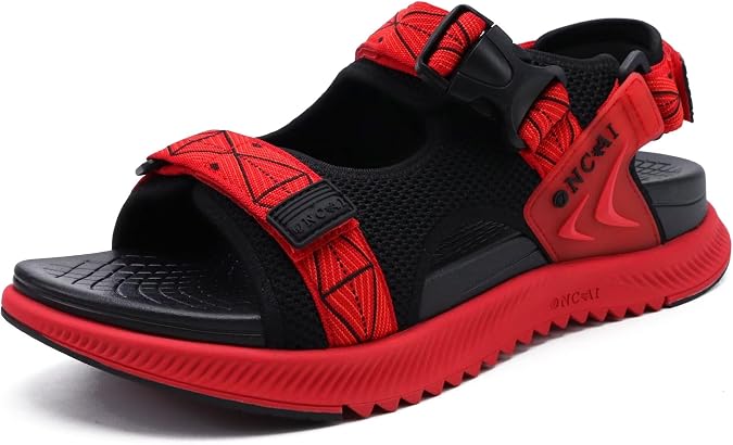 ONCAI Men's Hiking Sandals with Arch Support Mesh Athletic Walking Sandalias Summer Outdoor Cushion Thick Rubber Soles and Recovery Sports Fisherman Sandals Size 7-15