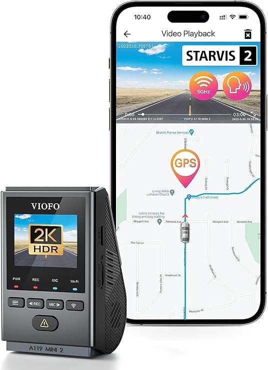 Viofo A119 Mini-2 HDR 2K 60FPS 5GHz WiFi ve GPS'li Araç Kamerası
