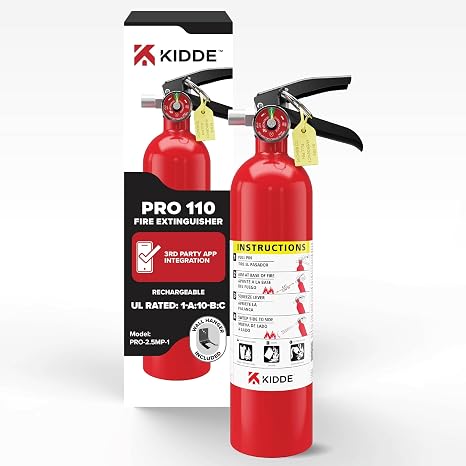Kidde Pro 110 Commercial Fire Extinguisher, 1-A:10-B:C, PRO-2.5MP-1 | Rechargeable & Reusable Extinguisher for Small Common, Flammable Liquid, and Electrical Fires, 2.5 lb. Dry Chemical