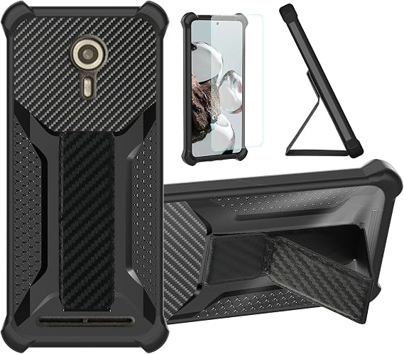 bojioderf Case Compatible for Unimax UMX U693CL Phone Case Cover [with Tempered Glass Screen Protector] Hybrid Case [Folding Support Magnetic] [Frosted Anti-Fingerprint] Black