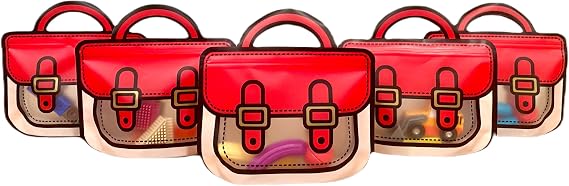 OWLSOME Trendybag Red&Blue Top-handle Party Goodie bags, Grip n Seal 20 Pcs Birthday Bags with Stand-up bottom (Large, Red)