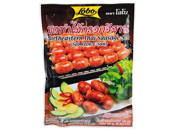 lobo northeastern thai sausage set /sai krok e- san net wt. 75g 2 pcs.