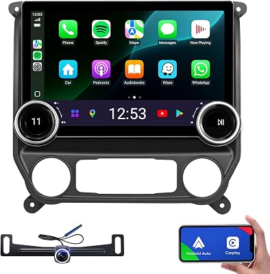 Replacement Radio for Chevy Silverado GMC Sierra - Car Stereo Wireless Carplay Android Auto 2014-2018 8Core QLED Touch Screen Radio Upgrade GPS Navigation 11.5 Head Unit Double Knobs 6G128G
