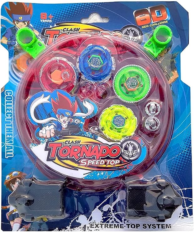 PECULIAR Metal Fusion Clash of Tornado Speed Top Stadyum Savaşı 4 Beyler ve 2 Fırlatıcı Tek Pakette (Çok Renkli)