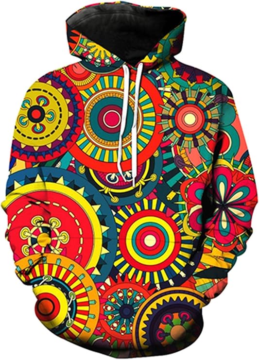 Men's 3D Printed Pullover Hoodie, Long Sleeve, Funny, with Pocket, Casual, Spring/Autumn Top