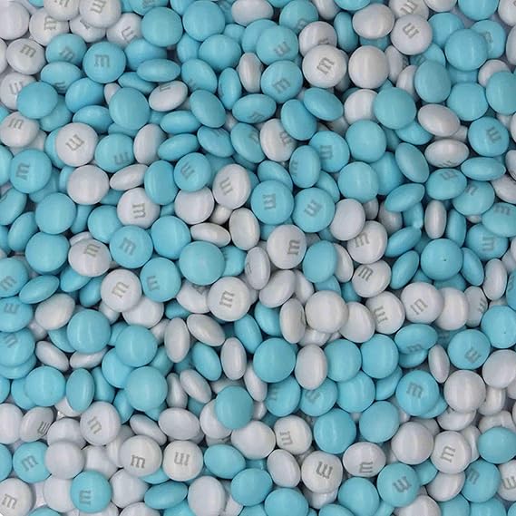 Light Blue & White Milk Chocolate M&M's Candy 1LB Bag